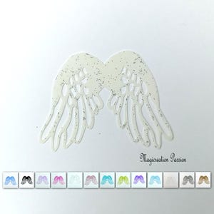 ailes anges transparents 5 cm polyester pailletées ou vernies, pour figurine, bébé fimo, scrapbooking,carterie, made in France
