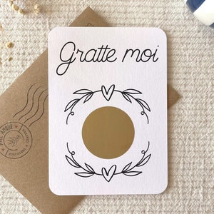 Carte à gratter personnalisable / Annonce grossesse / Annonce mariage / Demande en mariage / Pacs / Bon pour / Couronne coeur