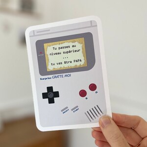 Carte à gratter personnalisable / Annonce grossesse / Annonce mariage / Demande en mariage / Pacs / Bon pour / Cadeau de noël / Game boy image 2