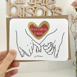 Carte à gratter personnalisable / Annonce grossesse / Annonce mariage / Demande en mariage / Pacs / Bon pour / Coeur main Je t'aime