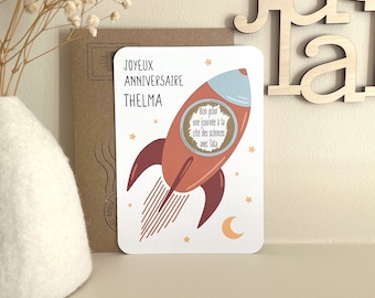 Customizable scratch card / Birthday gift card / Voucher for / Pregnancy announcement / Marriage proposal / Civil partnership / Rocket