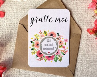 Customizable scratch card / Pregnancy announcement / Wedding announcement / Marriage proposal / Civil partnership / Voucher for / Red flowers