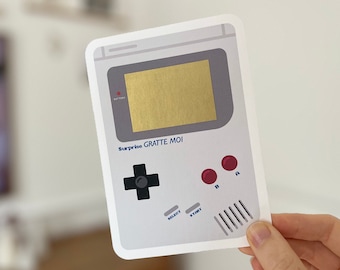 Customizable scratch card / Pregnancy announcement / Wedding announcement / Marriage proposal / Civil partnership / Voucher for / Christmas gift / Game boy