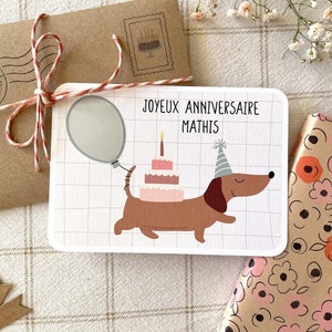 Customizable scratch card / Birthday gift card / Voucher for / Pregnancy announcement / Marriage proposal / Civil partnership / Balloon dog