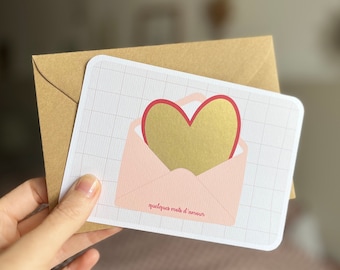 Carte à gratter personnalisable / Annonce grossesse / Annonce mariage / Demande en mariage / Pacs / Bon pour / Cœur enveloppe