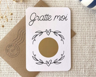 Carte à gratter personnalisable / Annonce grossesse / Annonce mariage / Demande en mariage / Pacs / Bon pour / Couronne coeur