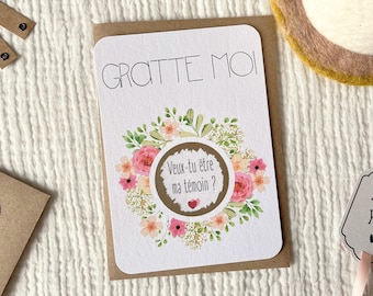 Customizable scratch card / Pregnancy announcement / Wedding announcement / Marriage proposal / Civil partnership / Voucher for / Pink flowers