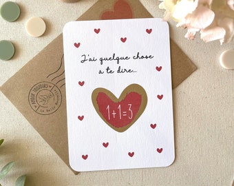 Carte à gratter personnalisable / Annonce grossesse / Annonce mariage / Demande en mariage / Pacs / Bon pour / Petits coeurs