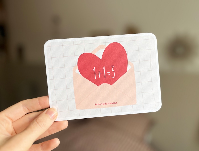 Customizable scratch card / Pregnancy announcement / Wedding announcement / Marriage proposal / Civil partnership / Voucher for / Envelope heart A la vie à l'amour