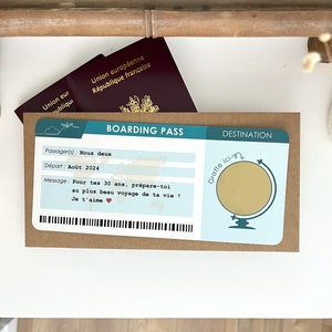 Customizable plane ticket scratch card / Boarding pass / Boarding pass Vert