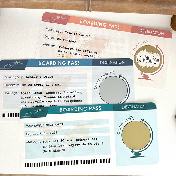 Customizable plane ticket scratch card / Boarding pass / Boarding pass