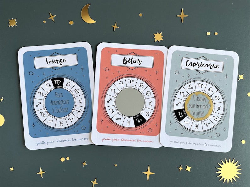Carte à gratter personnalisable / Annonce grossesse / Annonce mariage / Demande en mariage / pacs / astrologie / horoscope image 6