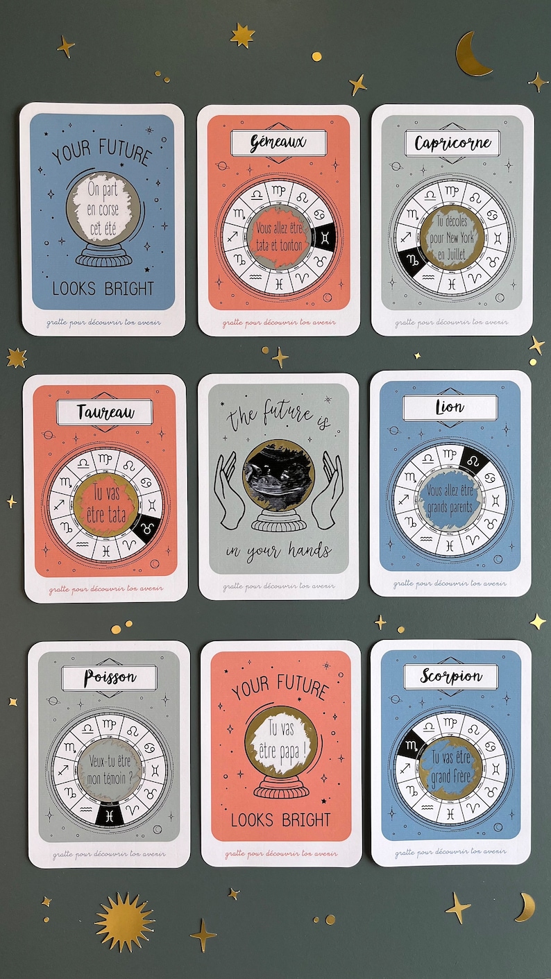 Carte à gratter personnalisable / Annonce grossesse / Annonce mariage / Demande en mariage / pacs / astrologie / horoscope image 4