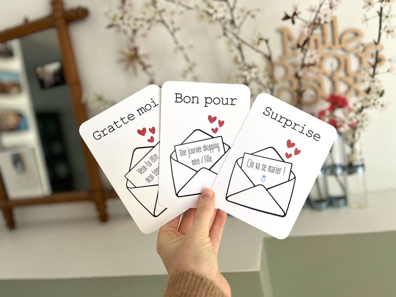Carte à gratter personnalisable / Annonce grossesse / Annonce mariage / Demande en mariage / Pacs / Bon pour / Enveloppe image 3
