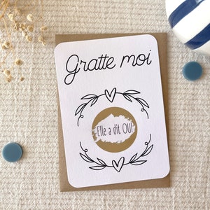 Carte à gratter personnalisable / Annonce grossesse / Annonce mariage / Demande en mariage / Pacs / Bon pour / Couronne coeur Gratte moi