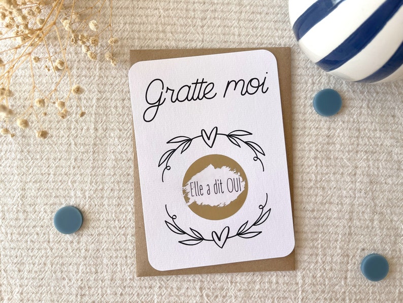 Customizable scratch card / Pregnancy announcement / Marriage announcement / Marriage proposal / PACS / Good for / Heart crown Gratte moi