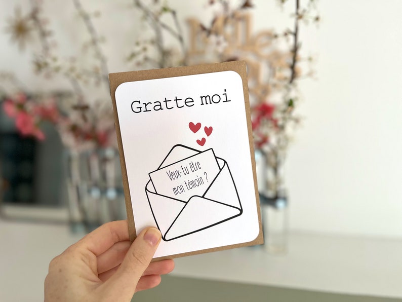 Carte à gratter personnalisable / Annonce grossesse / Annonce mariage / Demande en mariage / Pacs / Bon pour / Enveloppe Gratte moi