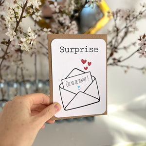 Carte à gratter personnalisable / Annonce grossesse / Annonce mariage / Demande en mariage / Pacs / Bon pour / Enveloppe Surprise