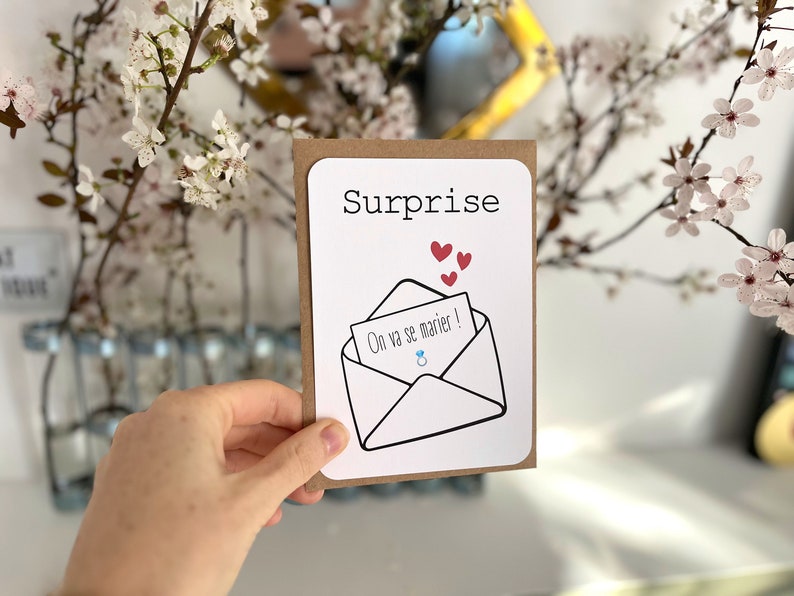 Carte à gratter personnalisable / Annonce grossesse / Annonce mariage / Demande en mariage / Pacs / Bon pour / Enveloppe Surprise