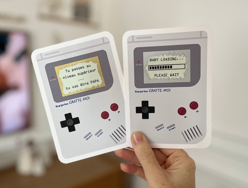 Carte à gratter personnalisable / Annonce grossesse / Annonce mariage / Demande en mariage / Pacs / Bon pour / Cadeau de noël / Game boy image 3