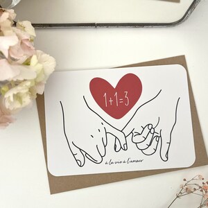 Carte à gratter personnalisable / Annonce grossesse / Annonce mariage / Demande en mariage / Pacs / Bon pour / Coeur main A la vie à l'amour