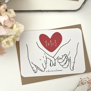 Customizable scratch card / Pregnancy announcement / Wedding announcement / Marriage proposal / Civil partnership / Voucher for / Hand heart A la vie à l'amour