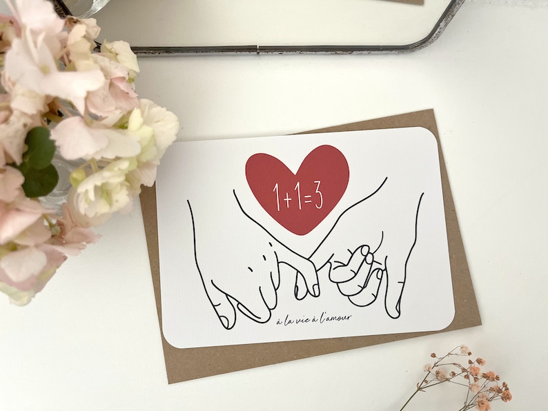 Carte à gratter personnalisable / Annonce grossesse / Annonce mariage / Demande en mariage / Pacs / Bon pour / Coeur main A la vie à l'amour