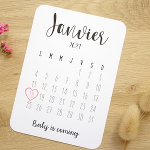 Tarjeta de calendario personalizable / Anuncio de embarazo / Anuncio de matrimonio / Anuncio PACS / Anuncio