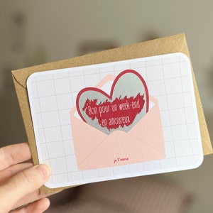 Customizable scratch card / Pregnancy announcement / Wedding announcement / Marriage proposal / Civil partnership / Voucher for / Envelope heart Je t'aime