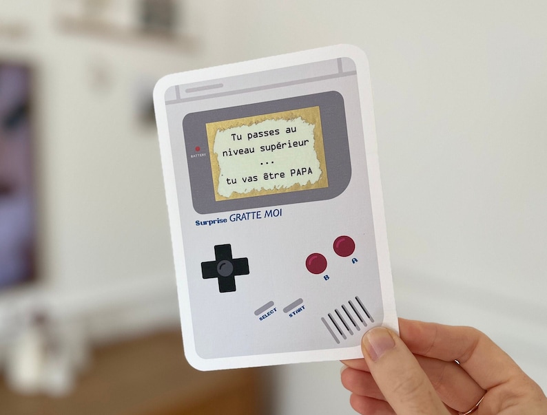 Carte à gratter personnalisable / Annonce grossesse / Annonce mariage / Demande en mariage / Pacs / Bon pour / Cadeau de noël / Game boy image 2