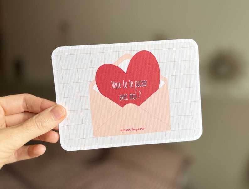 Customizable scratch card / Pregnancy announcement / Wedding announcement / Marriage proposal / Civil partnership / Voucher for / Envelope heart Amour toujours