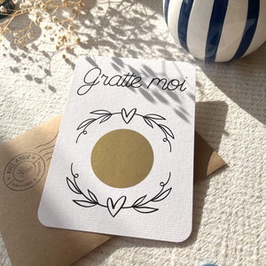 Carte à gratter personnalisable / Annonce grossesse / Annonce mariage / Demande en mariage / Pacs / Bon pour / Couronne coeur image 6