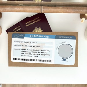 Customizable plane ticket scratch card / Boarding pass / Boarding pass bleu