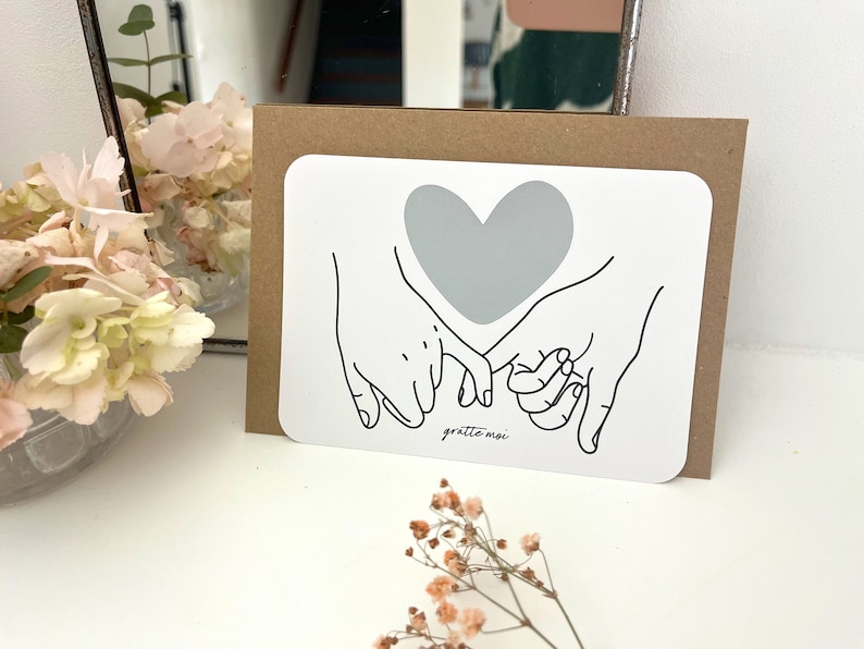 Carte à gratter personnalisable / Annonce grossesse / Annonce mariage / Demande en mariage / Pacs / Bon pour / Coeur main Gratte moi