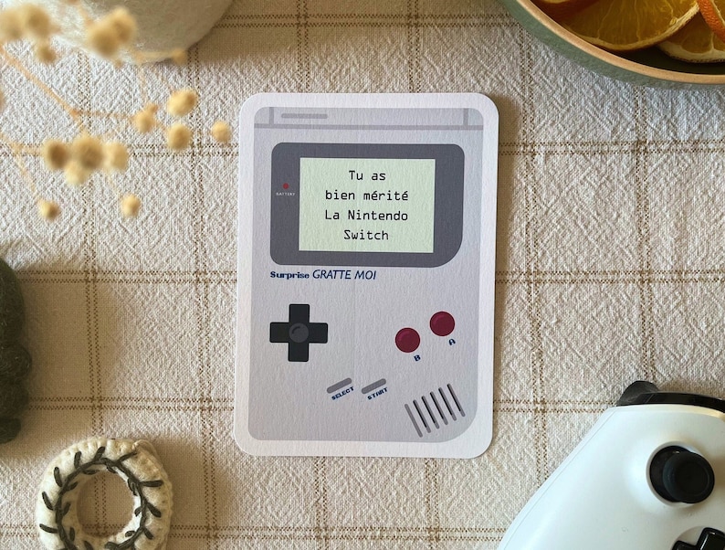 Carte à gratter personnalisable / Annonce grossesse / Annonce mariage / Demande en mariage / Pacs / Bon pour / Cadeau de noël / Game boy image 4