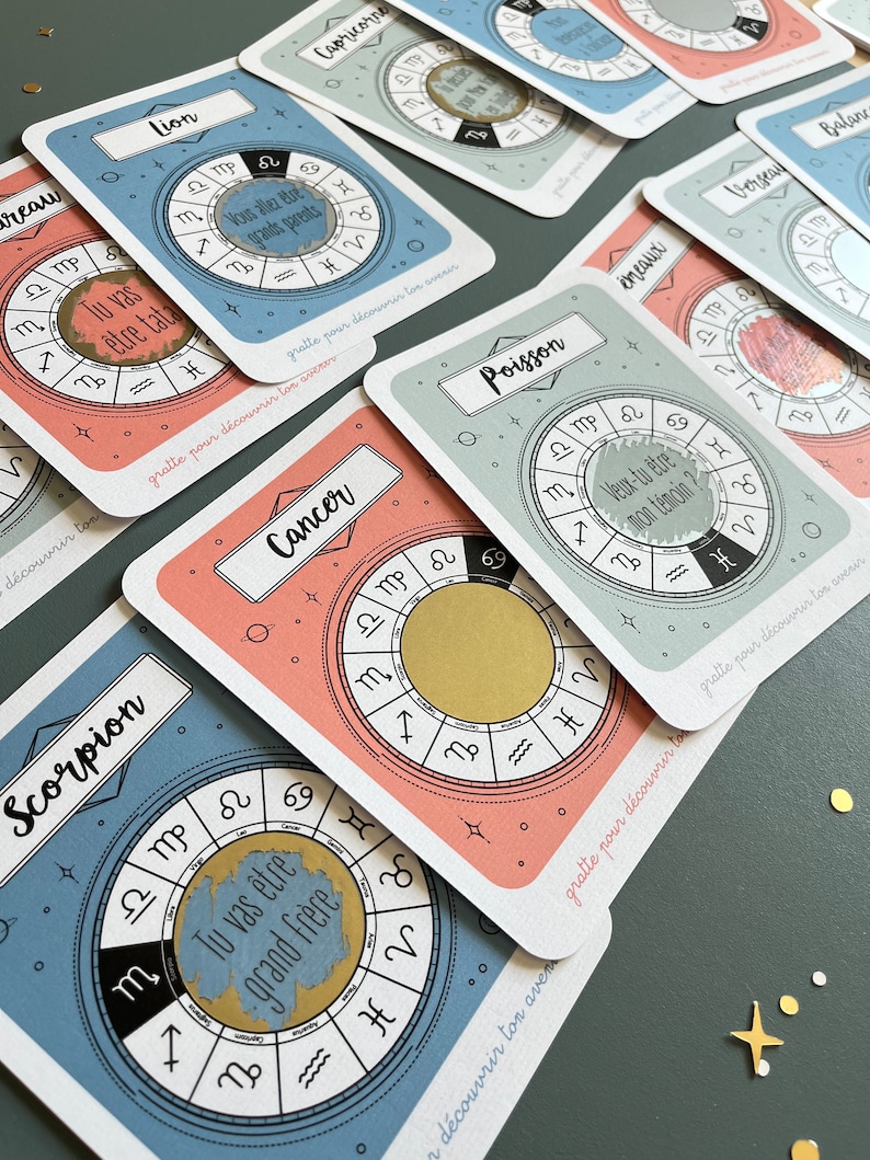 Carte à gratter personnalisable / Annonce grossesse / Annonce mariage / Demande en mariage / pacs / astrologie / horoscope image 3