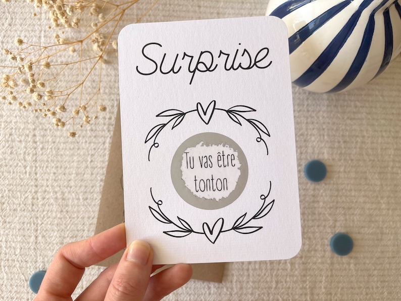 Carte à gratter personnalisable / Annonce grossesse / Annonce mariage / Demande en mariage / Pacs / Bon pour / Couronne coeur image 2