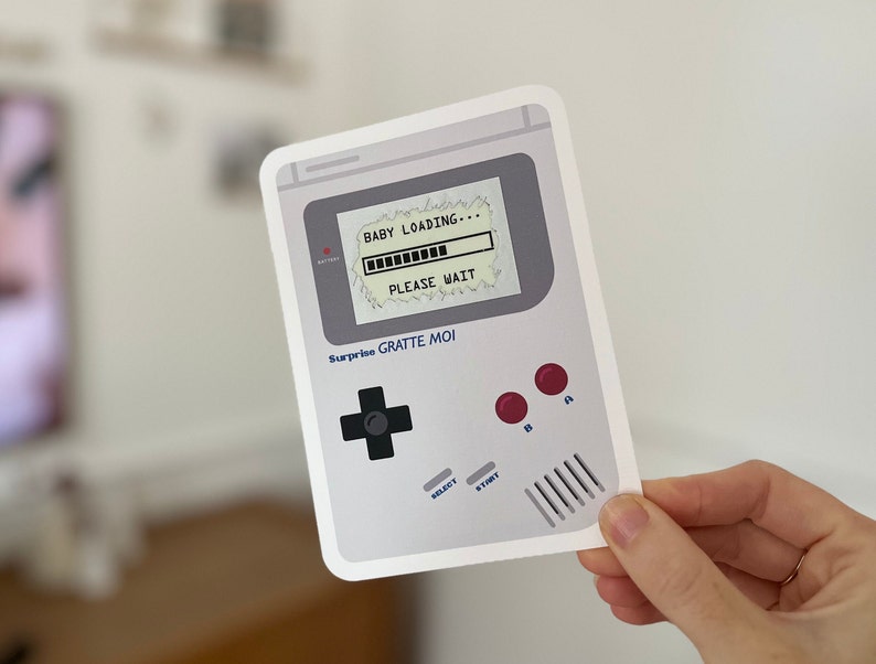 Carte à gratter personnalisable / Annonce grossesse / Annonce mariage / Demande en mariage / Pacs / Bon pour / Cadeau de noël / Game boy image 6