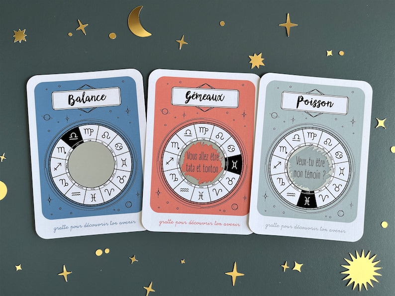 Carte à gratter personnalisable / Annonce grossesse / Annonce mariage / Demande en mariage / pacs / astrologie / horoscope image 5