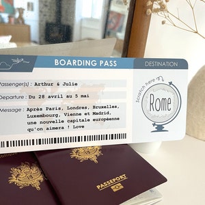 Carte à gratter billet d'avion personnalisable / Carte d'embarquement / Boarding pass image 3