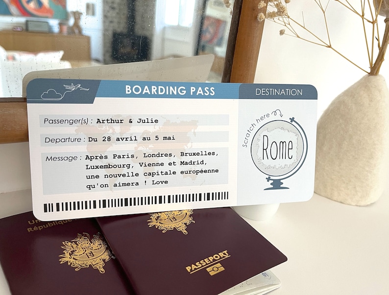 Customizable plane ticket scratch card / Boarding pass / Boarding pass image 3