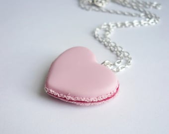 Raspberry flavor macaron pendant necklace