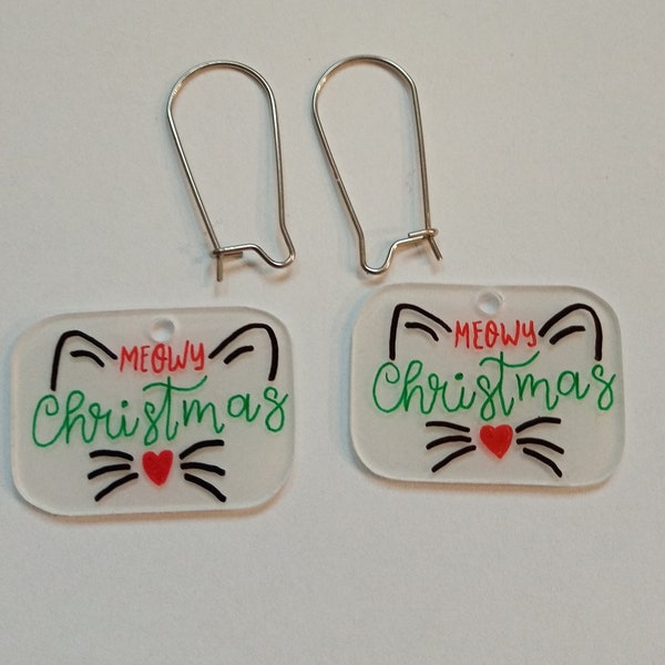 boucles d'oreilles noël chat minimaliste