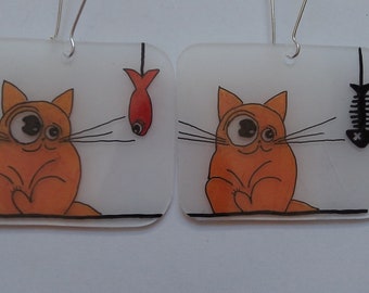 boucles d'oreilles chat  gourmand