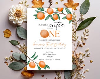 Our Little Cutie Birthday Invitation | Citrus First Birthday Invite | Printable 1st Birthday Invitation | Digital Download