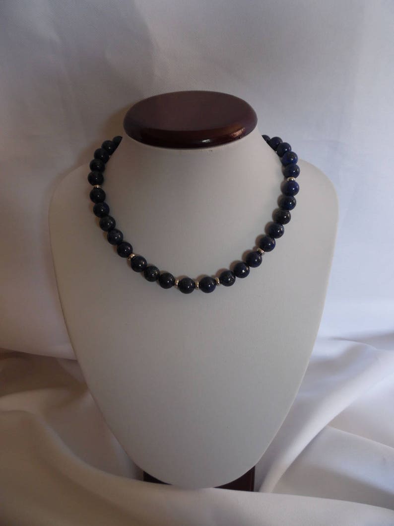 women jewelry silver blue Short necklace gemstones lapis lazuli unique gift for her stainless steel