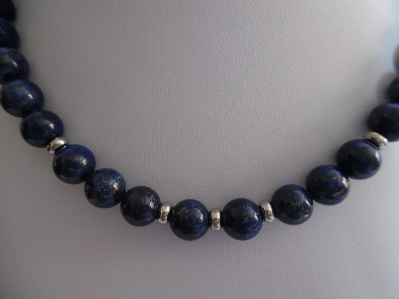 women jewelry silver blue Short necklace gemstones lapis lazuli unique gift for her stainless steel