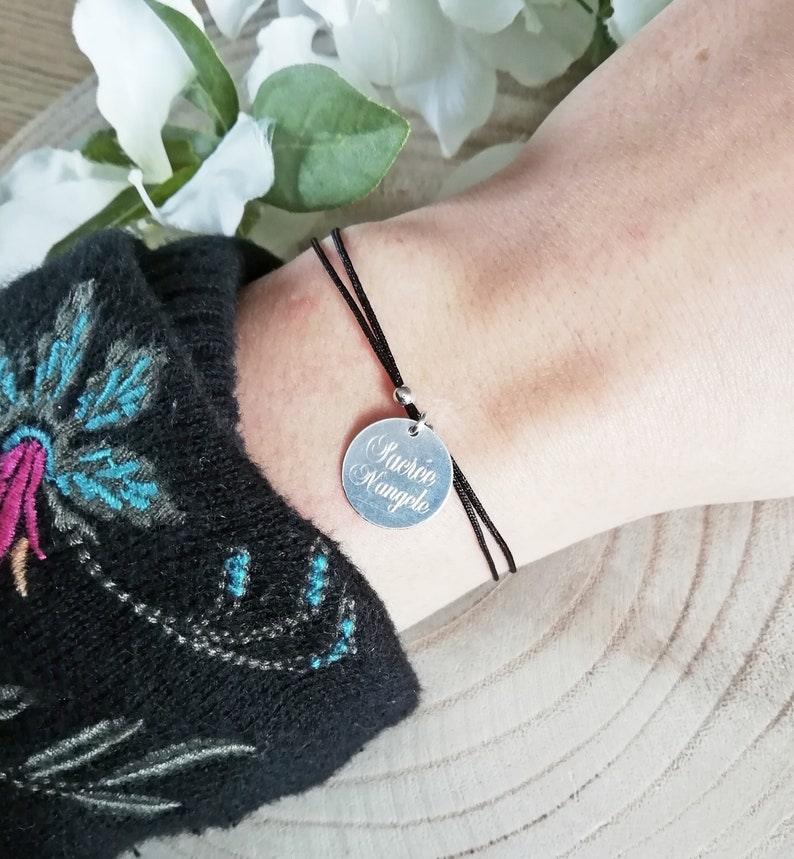 customizable bracelet Bangle and silver beads on cord 925 Medal
