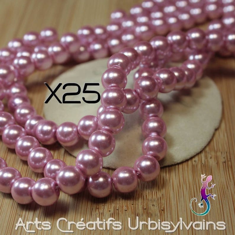 Lot of 25 round glass beads of renaissance type old pink 8mm