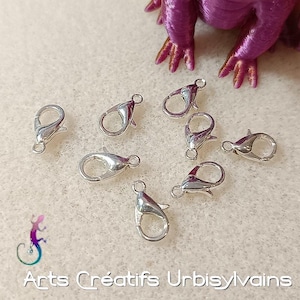 Set of 20 silver metal lobster clasps or hooks 12x6mm